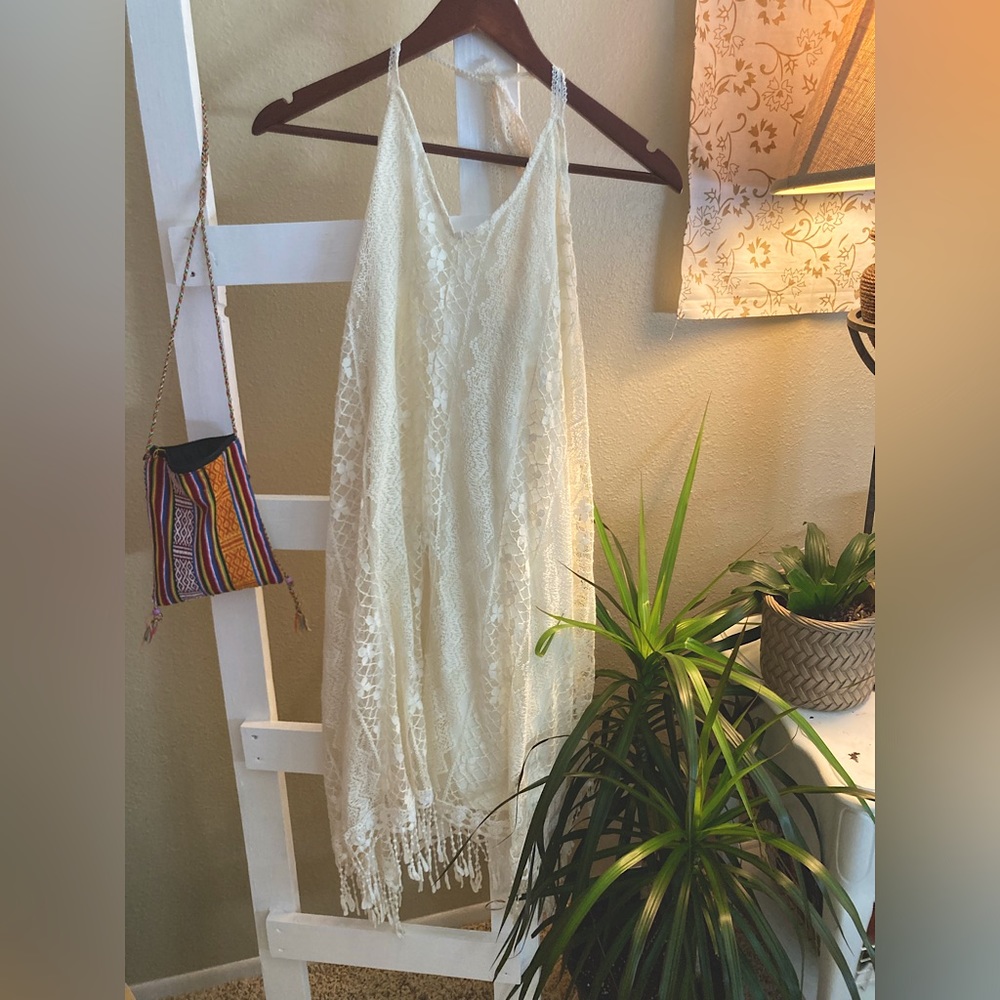 NWT Boho Maurice’s Dress- flowing off-white lace